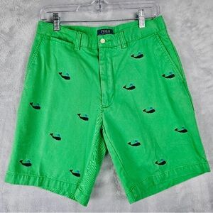 Polo Ralph Lauren Green Shorts with Whale Embroidery